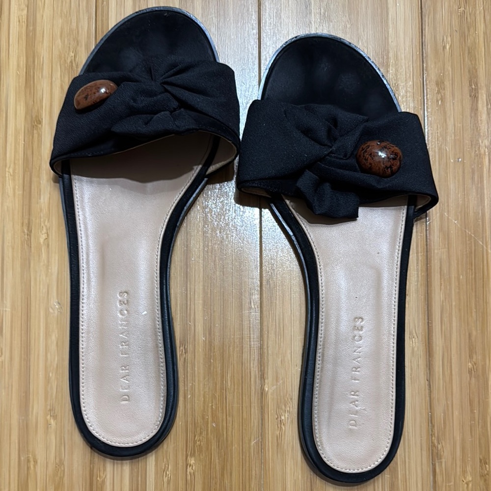 Dear Frances Black Minimalist Sandals
